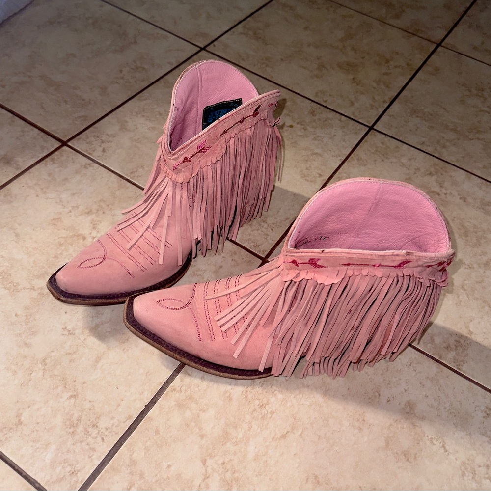 Fringed Pink Western Boots
